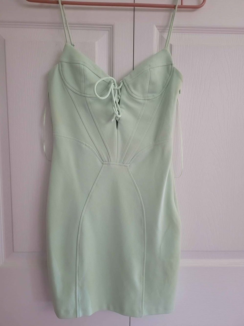 Zara Women’s Mint Green Lace-Up Bodycon Dress